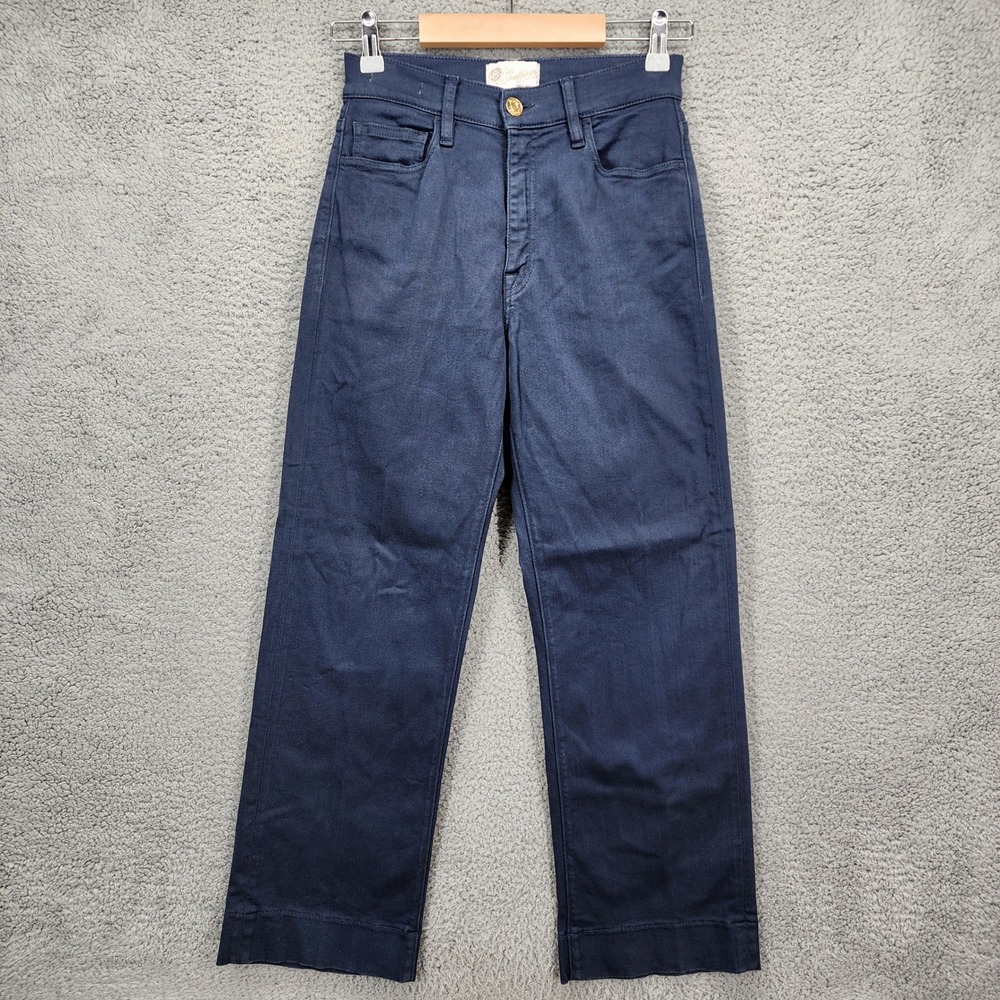 SEAFARER MIA Navy Blue Wide Leg Flat Front Pants Made in Italy Size 27‎